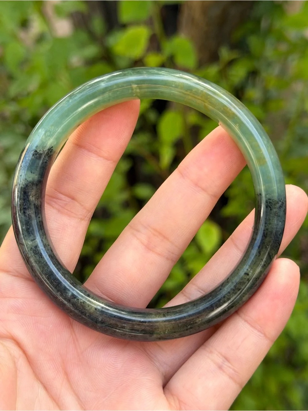62mm inner diameter half half green xiuyu jade bangle 1739